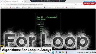 Day 13 JavaScript For Loop Tutorial for Beginners Loop Through an Array HTML CSS JavaScript