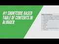 Shortcode Based Table of Contents in Blogger Bloginos