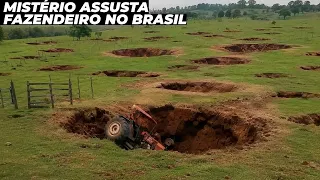 CRATERAS MISTERIOSAS ABREM EM FAZENDA E ENGOLEM TRATOR