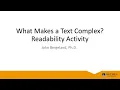 Text Complexity Readability Activity