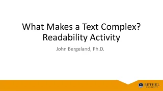 Text Complexity Readability Activity