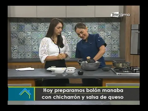 Hoy preparamos bolón manaba con chicharrón y salsa de queso