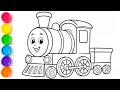 Toy Train Drawing Coloring for Kids Toddlers Easy Step by Step Toy Train Draw Color