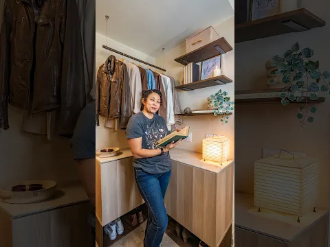 organic modern entryway makeover | IKEA hacks & maximizing storage