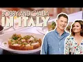 Bobby Flay Makes Burrata Eggplant Friggitelli Crostini Bobby and Giada in Italy Food Network