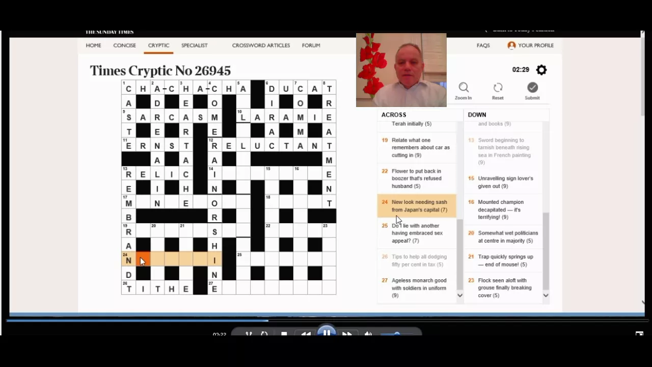 Solving the Times crossword on 26th January