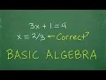 Is x the correct solution to 3x 1 4 BASIC ALGEBRA SKILLS