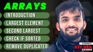 Find Second Largest Element in Array Remove duplicates from Sorted Array Arrays Intro