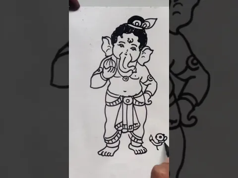 Quick simple and easy drawing of Ganpati bappa using the letter Ga of Ganesha