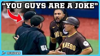 Fernando Tatis Jr. tells the umpires they're a joke, a breakdown