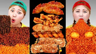 하이유의 1~200% 불닭볶음면 햄버거 먹방 Fire Spicy Noodles Hamburger Mukbang | HIU 하이유