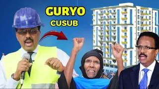 deg deg farmaajo oo guryo u dhisayaa shacabkii uu xasan sheekh barakiyay farxadda shacabka