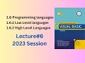 Programming Languages Low level and High level languages Cahpter 1 Visual Basic Programming Bsc