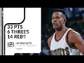 Dale Ellis 33 pts 6 threes 14 rebs vs Rockets season