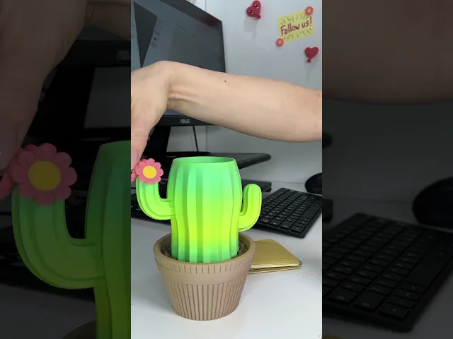 Cactus Desk Organizer, Desk, Magnetic Flowers (Optional) video thumbnail