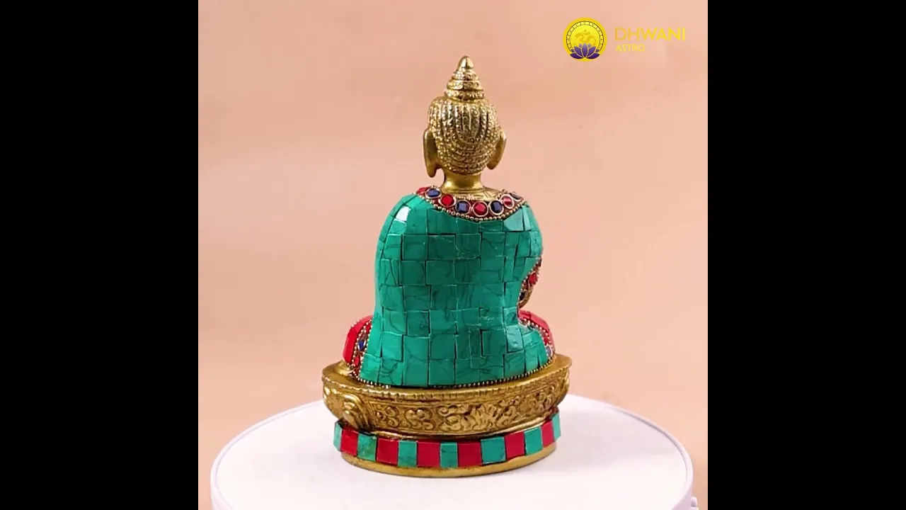 Brass Mahatma Buddha Statue With Stone Work - Abhimantrit