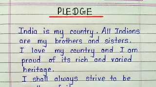 indian national pledge in english writing
