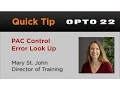 PAC Control Error Lookup