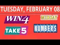 TAKE5 WIN4 NUMBERS MIDDAY Lottery drawing for February 8 2022