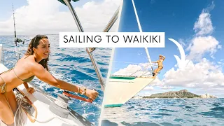 Last sail to WAIKIKI | Watching Fireworks From Our Boat!