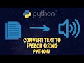 Python Tutorial How To Quickly Convert Text To Speech Using Python BOOKS
