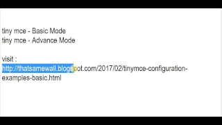 Tinymce Configuration Examples - Basic and Advance