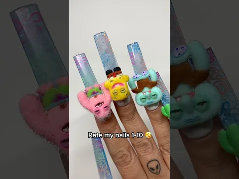 Rate My FUGGLER SpongeBob Nails!?🤣💅🏼💩💚 #fuggler #spongebob #nailart #3dnails