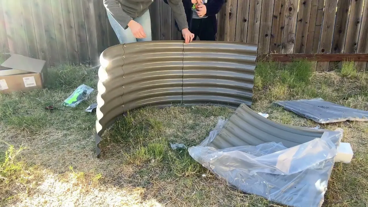 8x4x2ft Grey Oval Galvanized Modular Metal Raised Garden Bed