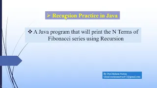 Print N Terms of Fibonacci Series in java using Recursion by Prof Mohsin