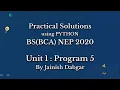 Python Practical 5 Common Non-Common Elements in Lists BCA Sem 5 NEP 2020 By Jainish Dabgar