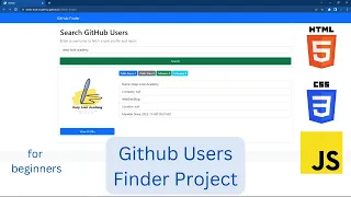 01 Github Users Finder Project for beginners API HTML CSS vanilla JavaScript 2022