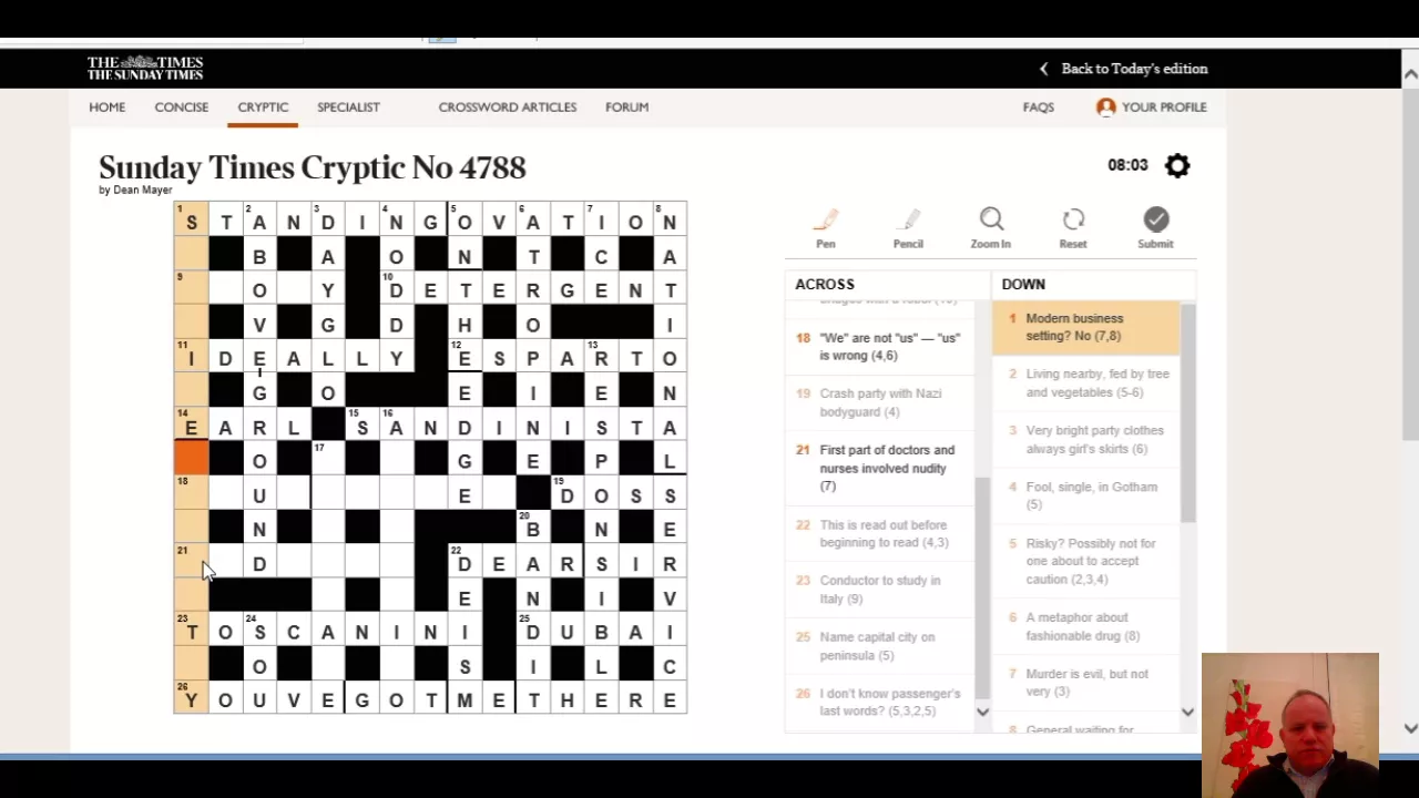 Solving the Sunday Times on March 4th
