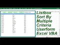 Listbox Sort By Multiple Criteria Userform Excel VBA