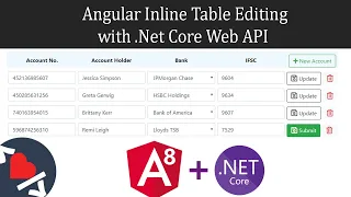Angular 8 Inline Table Editing with Asp Net Core Web API