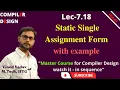 L7 18 Static Single Assignment Form SSA Form Compiler Design CD