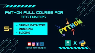 5 - Python String Data Type Indexing and Slicing Python Full Course for Beginners