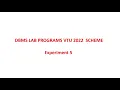 DBMS Lab Experiment 5 VTU 2022 Scheme