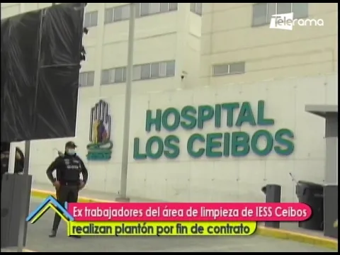 Ex trabajadores del área de limpieza de IESS Ceibos realizan plantón por fin de contrato