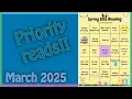 Priority Reads March 2025 Spring Into Readingathon BINGO Board