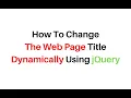 how to set web page title using jquery 3 3 1 dynamically