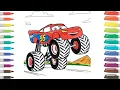 Monster Truck Lightning McQueen Coloring Pages Cars Drawing Coloring for Kids Easy Coloring