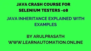 Java Crash course 08 Java Inheritance explained Tamil Java for Automation