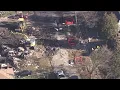 Aerial view of the aftermath of Flint house explosion