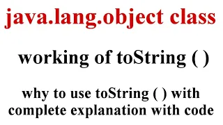Java lang package Object class toString method toString method In Java Part-2