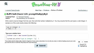 Java Practice It 3 23 promptMultiplyBy2 Input Scanner