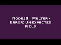 NodeJS Multer - Error Unexpected field