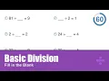 Train Your Brain in 10 Minutes Basic Division Fill in the Blank - 100 Problems
