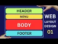 How to create Website Page Layout in HTML CSS Part 01 Web Layout Design Tutorial in Hindi-Urdu