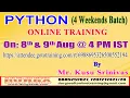 PYTHON 4 Weekends Batch Online Training DURGASOFT