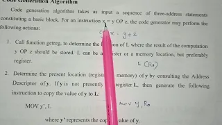 code generation algorithm - compiler design KTU
